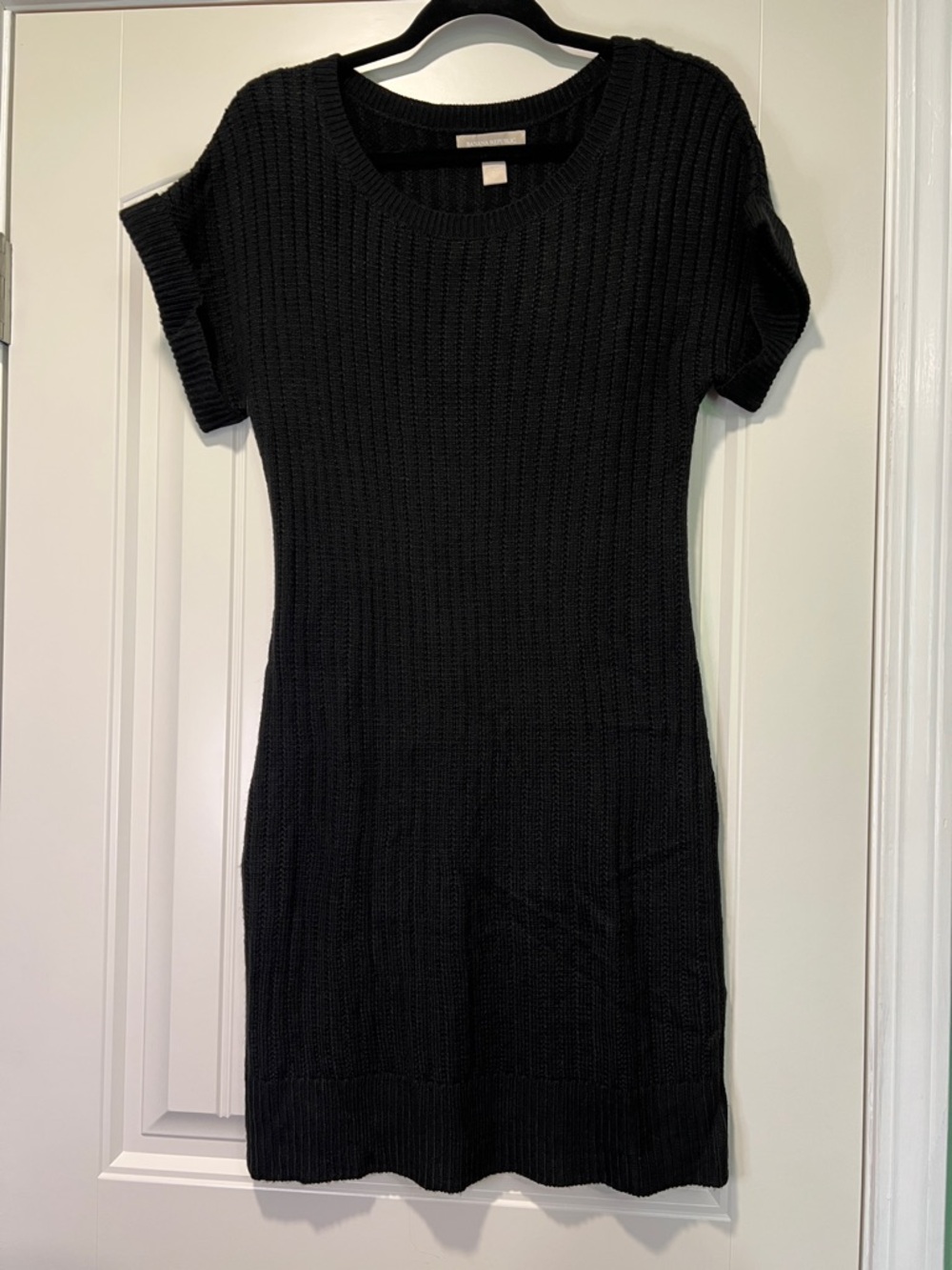 Banana Republic Black Ribbed Knit Mini Dress